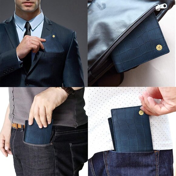 RFID Protected Genuine Leather Wallet for Men Slim Compact with Multiple Slots - Picture 7 of 8